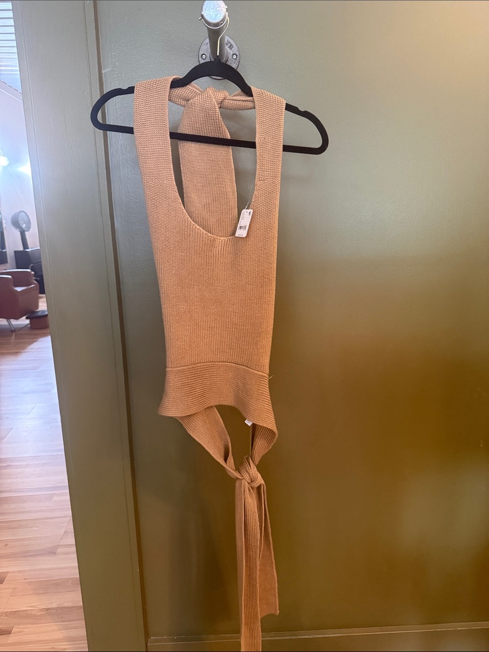 Free People Camel Knit Tie-Back Camisole